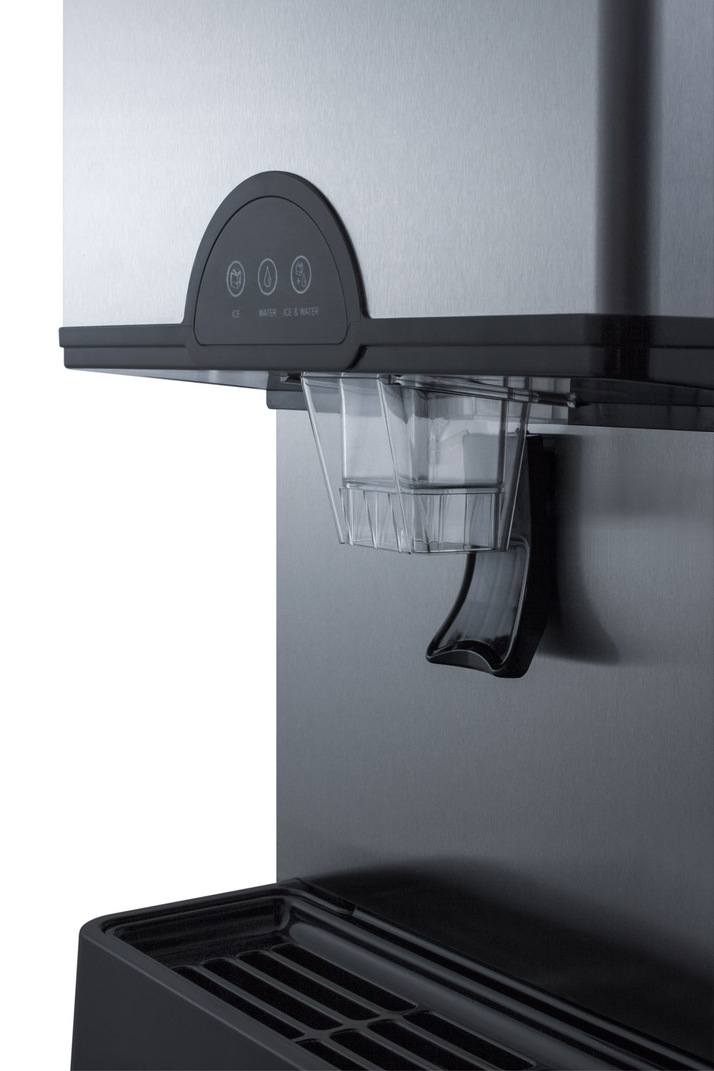 Commercially listed countertop ice and water dispenser with 282 lb. ice production capacity, filter kit included